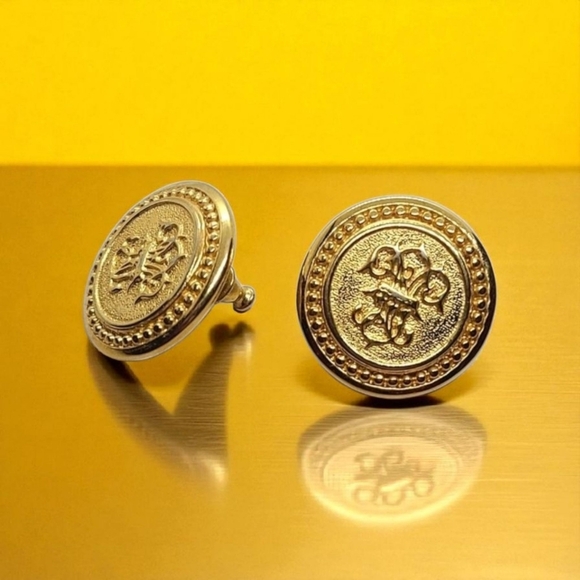 Monet Vintage Gold Button style earrings - Picture 1 of 12